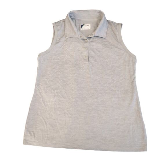 Izod Golf Polo Top Womans Medium Gray Sleeveless Collared Polyester Blend - Picture 1 of 6